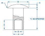 1/8 X 1 X 7/32 Oval Head SEMI-Tubular Steel Rivets ZINC Plated_1000 pcs Box 